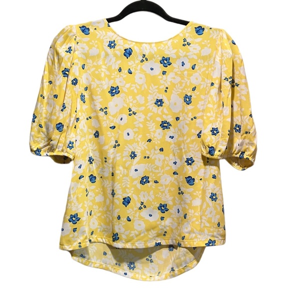 Elodie Tops - Elodie Floral Yellow and Blue Women's Top Size M